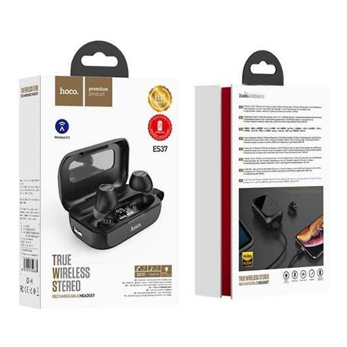 Audífonos Manos Libres con Bluetooth Recargables TWS ES37 Treasure Negro