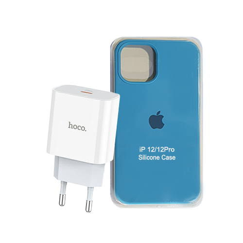 Combo Carcasa iPhone 12 / 12 Pro + Enchufe Tipo C Carga Rápida