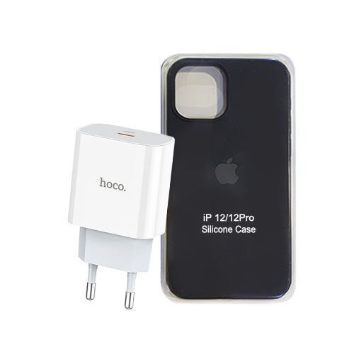 Combo Carcasa iPhone 12 / 12 Pro + Enchufe Tipo C Carga Rápida