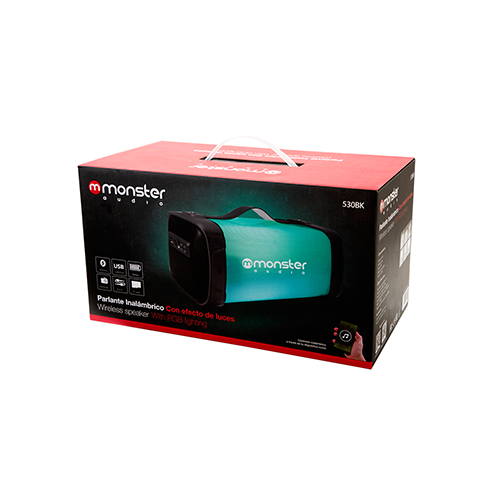 Parlante Karaoke Bazooka Bluetooth con Efecto de Luces FM USB SD Monster 530BK