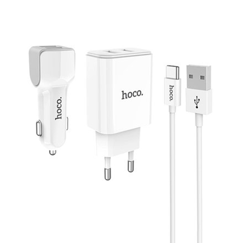 Set Cargador 3 en 1 Dual Tipo C Hoco C62D